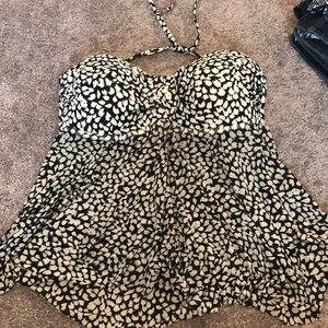 Patterned Flowy Tankini Bathing Suit